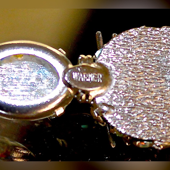 WARNER KITTY CAT BROACH MID CENTURY VINTAGE AURORA BOREALIS SPECKLED CABOCHON - Picture 8 of 8